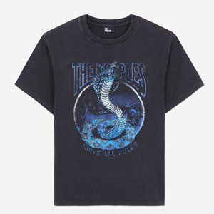 The Kooples Women's Black T-Shirt With Cobra Serigraphy
